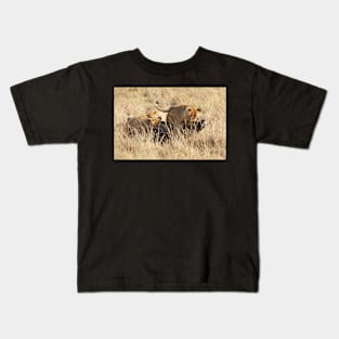 Female Lion with Cubs, Moving the Kill, Maasai Mara, Kenya Kids T-Shirt